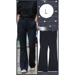 Betabrand Dress Pant Yoga Pants Navy Wide Flare Mid Rise Stretch Size L 34x29